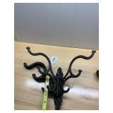 ORNATE CAST IRON WALL MOUNT COAT RACK, MULTIPLE