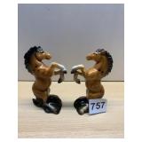 HORSE FIGURINE GLAZED CERAMIC SALT & PEPPER