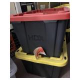 HDX PLASTIC STORAGE TOTE, BLACK W/ YELLOW BASE,