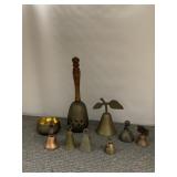 ASSORTED METAL HANDBELLS & CENSER, BRASS & COPPER