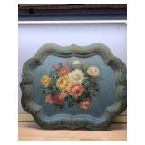 ART GIFT HAND PAINTED SERVING TRAY, SCALLOPED,