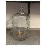 GLASS CARBOY, CLEAR GLASS, RIBBED BODY, CORK