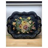ART GIFT HAND PAINTED SERVING TRAY, SCALLOPED,