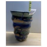 "RGA" POTTERY VASE, ART POTTERY GLAZE, WAVED
