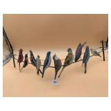 MULTICOLOR METAL & WOOD BIRD ON WIRE WALL