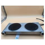 BON APPETIT DOUBLE ELECTRIC HOT PLATE, BRUSHED