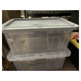 PLASTIC STORAGE TOTES W/ LIDS, STACKABLE, LABELED