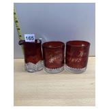 RUBY FLASH GLASS MUGS W/ ENGRAVED NAMES,