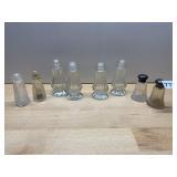 CLEAR GLASS SALT & PEPPER SHAKERS, ASSORTED