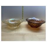 CARNIVAL GLASS BOWLS, IRIDESCENT FINISH, FLORAL &