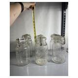 BALL IMPROVED MASON CANNING JARS, CLEAR GLASS,