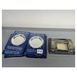 SILVER-PLATED COASTERS (4), ORNATE RIM, SALT &