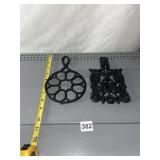 CAST IRON TRIVETS, J.Z.H 1940 W MARKED, ROUND,