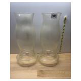 FROSTED GLASS HURRICANE SHADES (PR), CLEAR BASES.