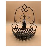 WROUGHT IRON WALL PLANTER, SCROLLWORK DESIGN,