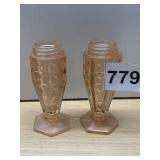 PINK DEPRESSION GLASS SHAKERS, FACETED DESIGN,