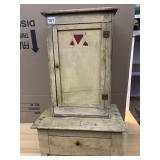 PRIMITIVE WOOD CABINET W/ SINGLE HINGED DOOR,