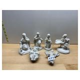 UNGLAZED CERAMIC NATIVITY FIGURES, BISQUE FINISH,
