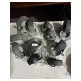 GROUP OF METAL SWIVEL CASTERS W/ BLACK WHEELS,