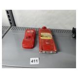 RED PLASTIC TOY CARS, VTG STYLE, SPORTS CAR