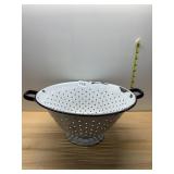 ENAMELWARE COLANDER, FOOTED DESIGN, PERFORATED,