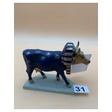 COWPARADE TUTANCOWMMON VTG FIGURINE, BLUE GOLD