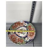 JAPANESE STYLE DECORATIVE PLATE, SCALLOPED EDGE,
