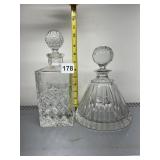 GLASS DECANTERS, DIAMOND & FLUTED PATTERNS,