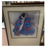 FRAMED R. C. GORMAN WOMAN IN BLUE  ART PRINT,