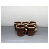 5 USA CERAMIC MUGS, SPECKLED BROWN GLAZE, MODEL