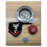 BUFFALO NICKEL METAL DISH, BOY SCOUTS YO-YO,