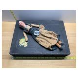 HANDMADE FOLK ART CLOTH DOLL, PAINTED FACE,