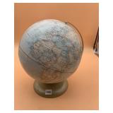 GEOGRAPHICAL WORLD GLOBE, METAL MERIDIAN, PLASTIC