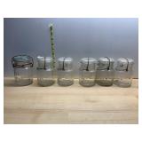 ATLAS & BALL EMBOSSED GLASS CANNING JARS W/ BAIL