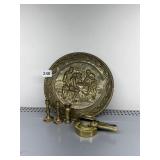 BRASS EMBOSSED DECORATIVE PLATE, BRASS