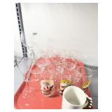 ASSORTED GLASSWARE, CLEAR STEMMED GLASSES,