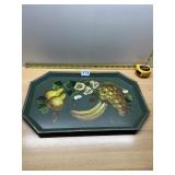 FRED AUSTIN SIGNED OCTAGONAL SERVING TRAY, FRUIT