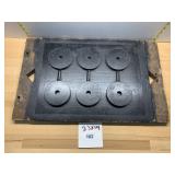 VTG WOODEN BOARD, METAL DISCS, INDUSTRIAL CASTING