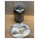 HAMMERED METAL WASTEBASKET W/ LID, PITTSBURGH