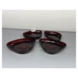 RED ART GLASS ORGANIC DISHES.