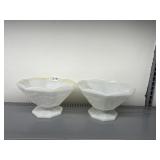 MILK GLASS FOOTED BOWLS, GRAPEVINE PATTERN,