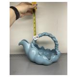STANGL USA CERAMIC BASKET, LIGHT BLUE, TWISTED