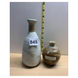 STUDIO POTTERY BOTTLE VASES, PR, EARTH TONE