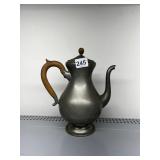 B.M.F. REINZINN PEWTER COFFEEPOT, WOOD HANDLE,