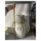 STONEWARE VESSEL W/ EMBOSSED 185, TWO-TONE GLAZE,