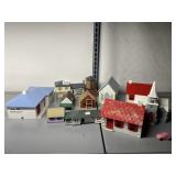 ASSORTED MINIATURE MODEL BUILDINGS, PLASTIC
