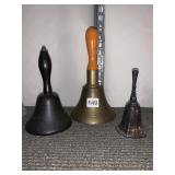 CAST IRON BELL, BRASS HAND BELL, SILVER-TONE
