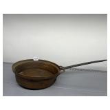 LONG HANDLE VTG COPPER SAUCEPAN W/ RIVETED IRON
