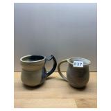 ART POTTERY MUG, PITCHER (2), EARTH TONE GLAZES,