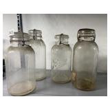 BALL IDEAL VTG CLEAR GLASS CANNING JARS W/ WIRE